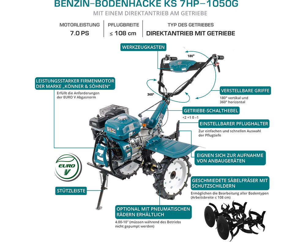 Petrol tiller KS 7HP-1050G